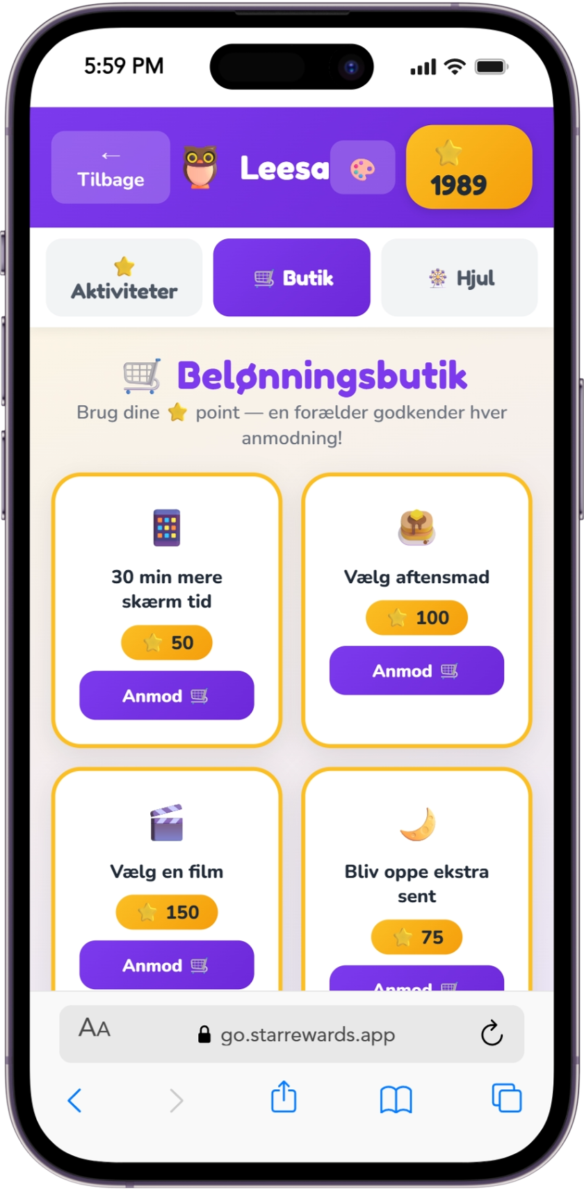 Belønningsbutik